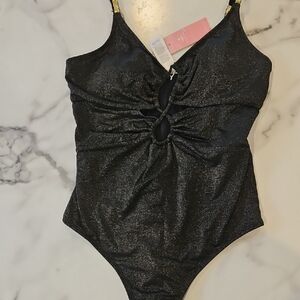 Cupshe Black Shimmer One Piece Swimsuit